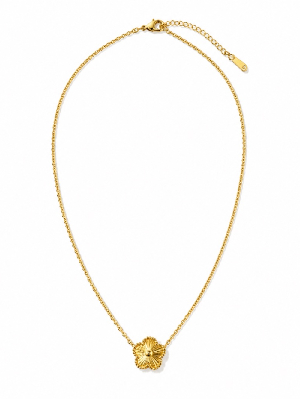 Gold-Tone Stainless Steel Clover Pendant Necklace